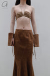 OUDE WAAG Washing Denim Fish Tail Skirt OW-23SS-SK04 reddish brown